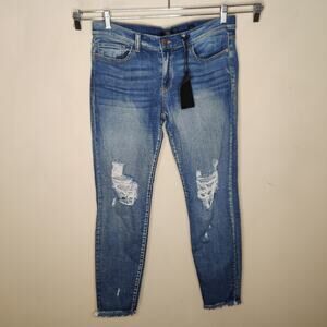 SP Black Label Skinny Jeans Distressed Fray Hem